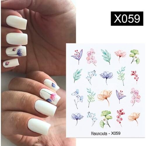 Harunouta Spring Water Nail Decal And Sticker Flower Leaf Tree Green Simple Summer DIY Slider For Manicuring Nail Art Watermark