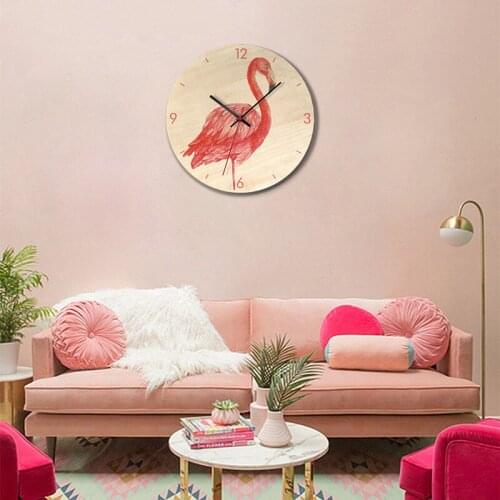 Flamingo Pink Nordic Cartoon Wall Clock Alarm Clock Room Bedroom Decoration Christmas Birthday Gift wall clock for kids rooms