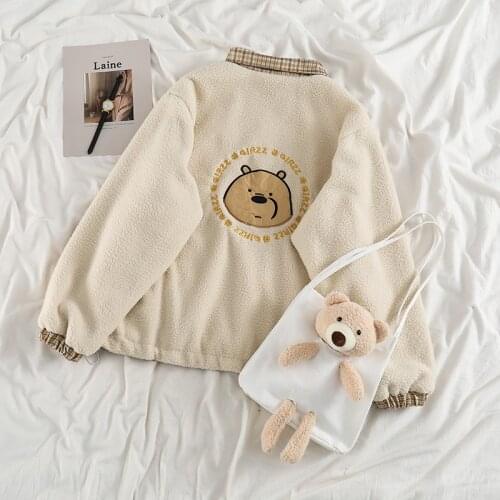 Korobov 2021 New Winter Thick Cartoon Coats Vintage Kawaii Japanese Style Jackets Korean Couple Oversize Coat Women