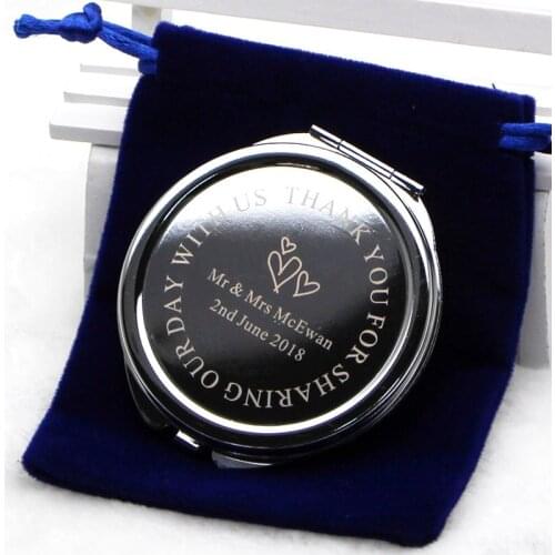 Personalized Silver Chrome Compact mirror Favors FREE ENGRAVING Wedding favor bridesmaid gift #18032 200 peiecs/lot