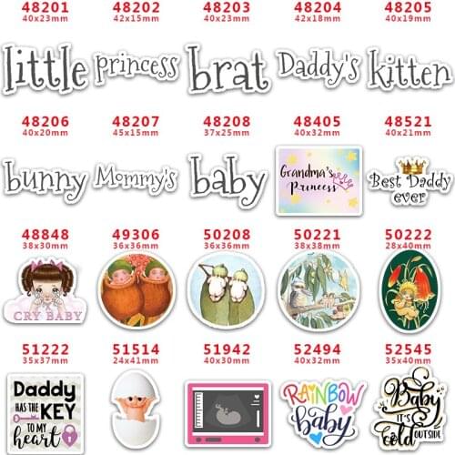 DIY Craft Supplies Sewing Accessories Cartoon Letter And Word Printed Planar Resins Mold 30 Pieces. PR-48201