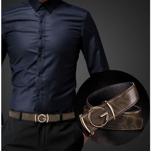 High quality G Letter Automatic Toothless Buckle Luxury Brand Belt Coffee Fashion Leather Designer Business Mens Denim Belt