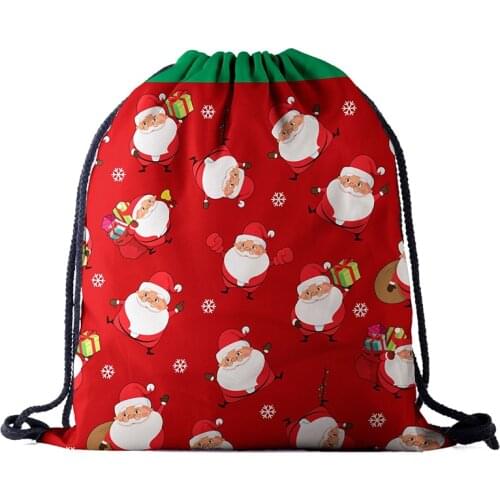 Drawstring Backpack fashion Women 3D printing travel softback men drawstring bags Santa new unisex Womens shoulder factory new