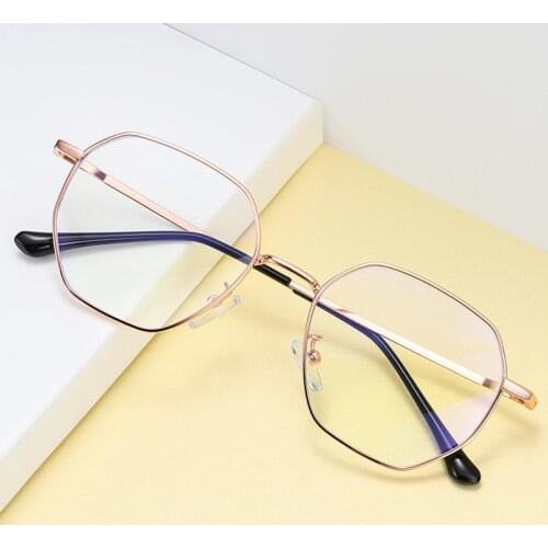 Blue Ray Blocking Unisex Metal Irregular Eyeglasses, Anti-Blue Light Flat Glasses Women Computer Goggles A641