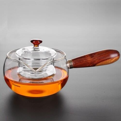 Glass tea set Electric ceramic stove special wooden handle teapot Side handle tea making artifact