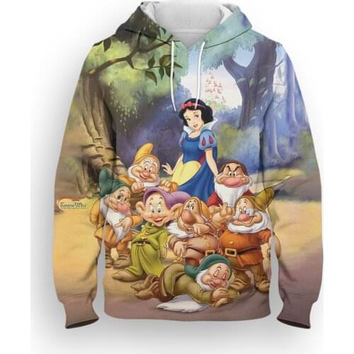 Spring Mens Clothes Disney Snow White and the Seven Dwarfs 3D Print Children Sweatshirt Fashion Cartoon Anime Women Hoodies