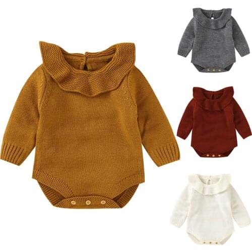 Korean Style Infant Baby Girls Knitting Jumpsuit Spring Autumn Baby Boys Girl Knitting Bodysuits Toddler Baby Girls Clothes