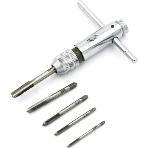 High Quality Best Sale Durable 3-8mm 7/64 - 5/16" T-Handle Ratchet Tap M3-M8 Wrench Machinist Tool Reversion With Screw Tap