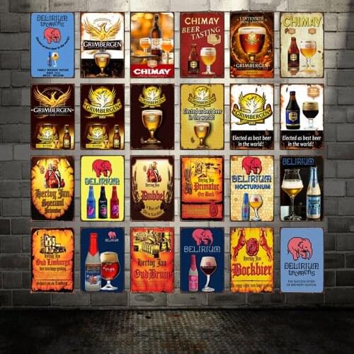 [ WellCraft ] Delirium Grimbergen Beer Tin Signs Posters Retro Wall Plaque Custom Pub Decor WX-12