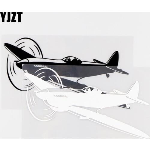 YJZT 16X9CM Personality Airplane Decor Vinyl Decal Spitfire Plane Car Sticker Black / Silver 10A-0249