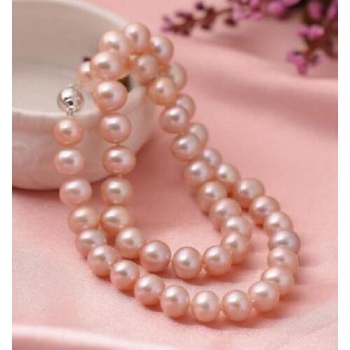 REAL SURPRISING 11-12MM NATURAL ROUND SOUTH SEA PINK PEARL NECKLACE 18 INCH>free shipping