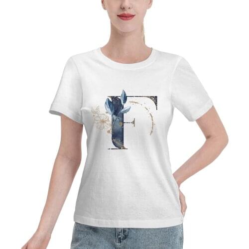 Women 2021 Summer Short Sleeve Floral alphabet letters F T Shirt Fashion Print T-shirts Ladies Womens Graphic Female Tee T-Shirt