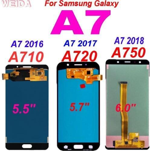 For Samsung Galaxy A7 LCD A7 2016 2017 2018 A710 A710F A720 A720F A750 A750F LCD Display Touch Screen Digitizer Assembly Tools
