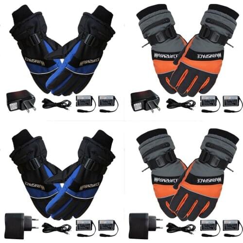 1 Pair Winter Ski Gloves USB Hand Warmer Electric Thermal Heated Gloves Waterproof Ski Motorcycle Heated Gloves Battery Powered