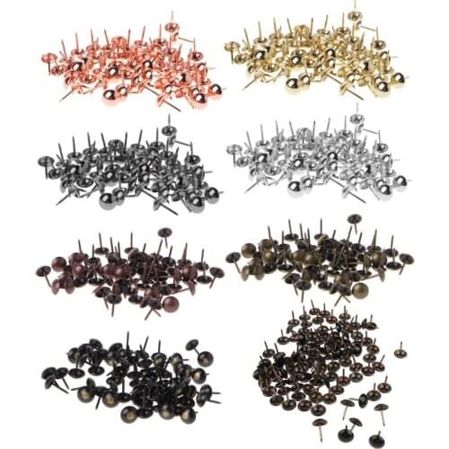 100pcs Antique Brass Upholstery Nails Furniture Tacks Pushpins Hardware Decor