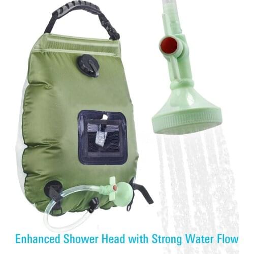 20L Water Bag Foldable For Outdoor Solar Hiking Camping Shower Bag 20L Heating Shower Hydration Bag Hose Switchable Shower Head