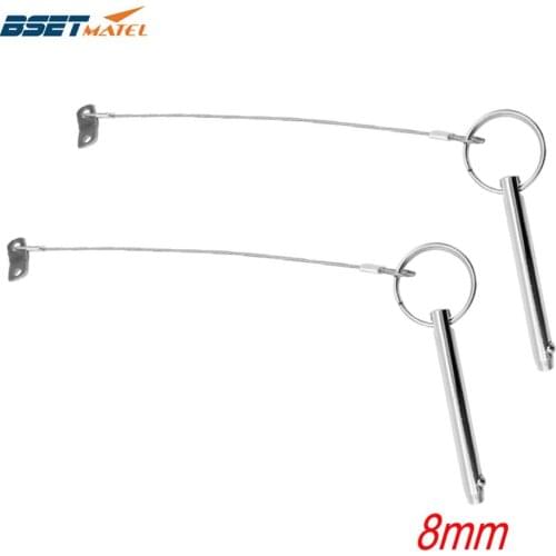 2X 8*76mm SS 316 Boat Top Bimini Quick Release Ball Pin with Lanyard Marine Hardware Deck Hinge Replacement Accessories