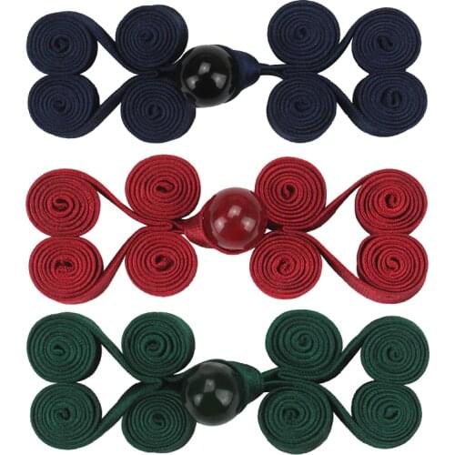 5 Pairs of Handmade Beaded Cheongsam Chinese Knot Buttons One Note Bead Cloth Buttons DIY Ethnic Style Sewing Accessories