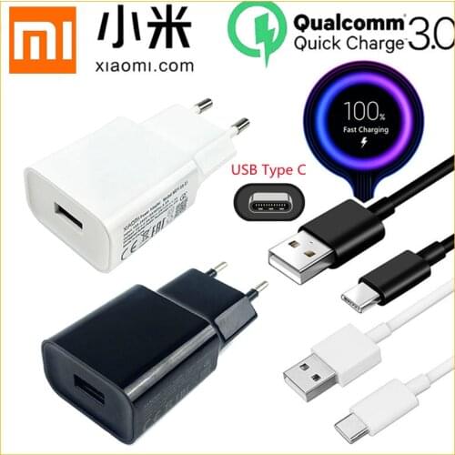 Original Xiaomi 18W Fast Charger QC 3.0 Charge Adapter Usb C For Mi 8 10 lite Mi 9 se 9t Pro Max 3 Mix 3 A3 Redmi note 7 8 9 pro