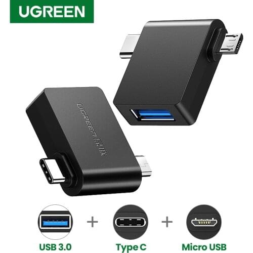 Ugreen OTG Adapter 2-in-1 Micro USB Type C to USB 3.0 Type-C Adapter For Samsung Galaxy S10 Macbook USB C OTG Adapter Converter