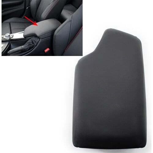 Leather Synthetic Center Console Armrest Cover w/ Plate Fits BMW F30 13-19 Black