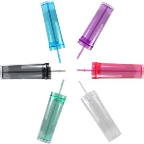 Double transparent combination straw cup 16-ounce tall lean kettle acrylic coffee cup BISphenol A free bridal party gift