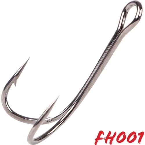 FTK 10-20pcs/pack Double Fishing Hooks Japan High Carbon Steel Silicone Lure Hook Frog Bass Pike Duple Hooks High Quality