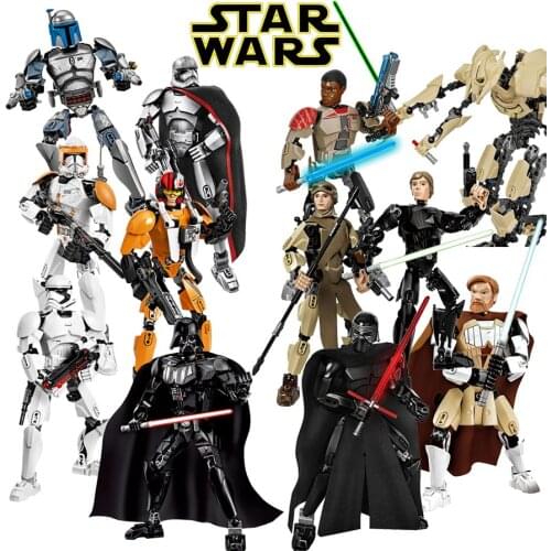 Disney Star Action Figure Building Block Toy Kylo Ren Chewbacca Darth Vader Boba Jango Fett Stormtrooper Wars Compatible Block