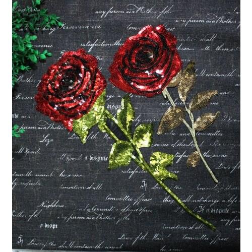 Elegant large sequins patches for clothing,rose sequins beaded embroidery applique T-shirt patch apparel parches para la ropa