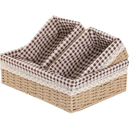 Basket Box Food Container Storage Fabric Key Remote Woven Cosmetic Desktop Straw Parties And BBQs Durable Manual Snacks Holder