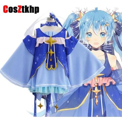 Snow Miku Cosplay Costume Anime Dress For Girls Japanese Kawaii Style Lolita Fancy School Party Show Student Dancing Dresses
