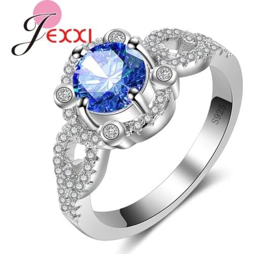 Hollow Out 925 Sterling Silver Engagement Rings For Women Fashion Bands Style Cubic Zircon Crystal Wedding Ring Jewelry