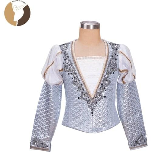 Professional Man Tunic Ballet Performance Competition King Silver Top Wear Male Ballet Jacket Custom Made Princes Dance Wear