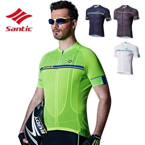 Santic 4 Colors Cycling Jersey Men Summer Quick Dry Breathable Jersey Cycling Clothing Downhill Jersey Short Sleeve Bike Jersey