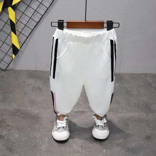 Childrens pants 2020 new summer boy anti-mosquito pants baby trousers thin section kids summer sports pants black/white 2-8y