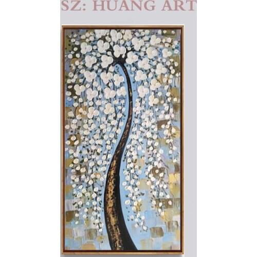 Modern flower big trees painting knife oil painting abstract family hotel wall decoration painting the living room