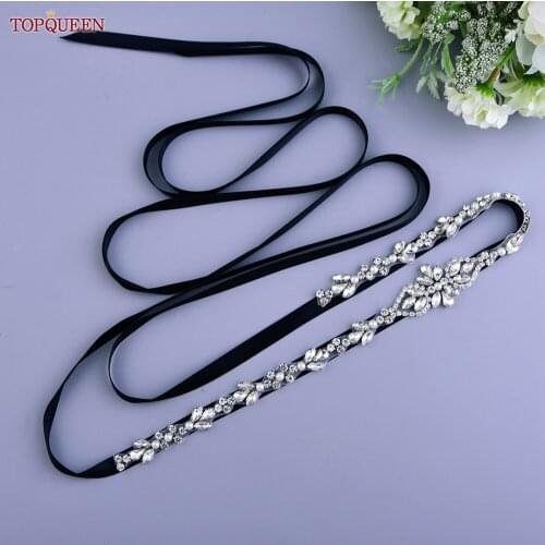 TOPQUEEN S09 Rhinestone Decorative Belt for a Wedding Dress Womens Luxury Belt Evening Belt Shiny Female Bridal Crystal Belts