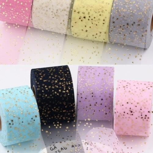 Golden Stars Tulle Mesh Fabric DIY Wedding Dress Mesh Cloth Children Hair Decoration Craft Material Home Handmade Accessories