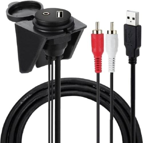 Waterproof USB 2.0 RCA Flush Mount Cable 3 TF USB 3.0+2 RCA to USB+3.5mm Female AUX Extension Cable for Ship Yacht Car