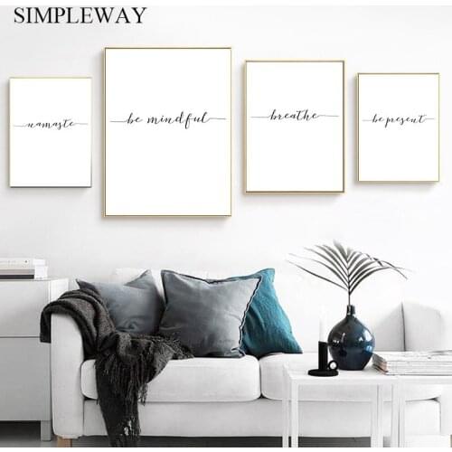 Yoga Spiritual Canvas Poster and Print Black White Minimalist Wall Art Picture Painting Simple Quote Modern Living Room Decor