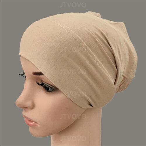 JTVOVO RUNMEIFA 2021 New Soft Modal Inner Hijab Caps Muslim Stretch Turban Cap Hijab Femme Musulman Headscarf India Islam Turban