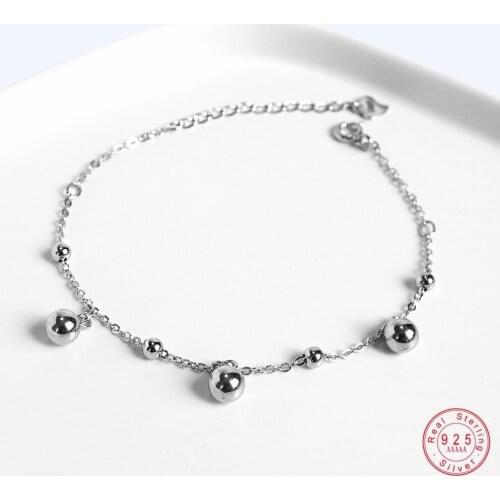 925 Sterling Silver Korean Version Simple Small Round Bead Chain Bracelet Women Light Luxury Trendy Jewelry Accessories
