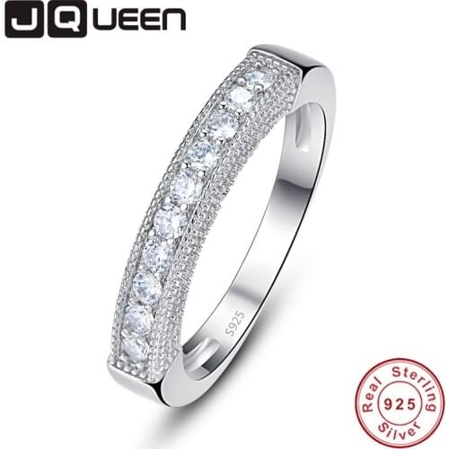 JQUEEN White Zircon Rings For Women Silver Ring 925 Jewelry Pave Setting Crystal Jewelry Bijoux Femme