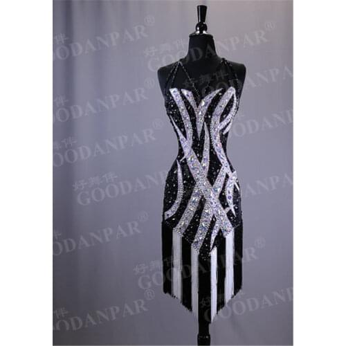 GOODANPAR Latin Dance Dresse Girls Ladies Women Sexy Tassel Latin Dresses Sleeveless Stage Dance Wear Salsa Rumba Samba Cha Cha