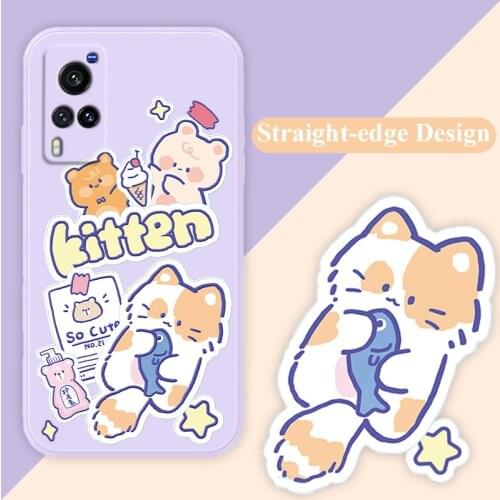 ASINA Liquid Silicone Case For VIVO X50 60 30 Pro Cover Cartoon Bumper Straight Edge Cases For Vivo Z5X Z1Pro iQOO Neo Y17 V17