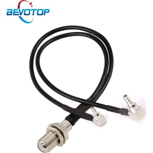 10pcs 3G/4G Antenna Extension RG174 Cable F Female to 2x CRC9 Male Right Angle Cable Y Type CRC9 F Splitter Jumper Pigtail 15CM