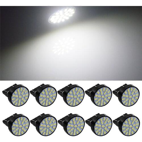 10pcs 7440 7443 Car Accessories T20 22 SMD W21/5W Car LED Bulb Reverse Light Brake Auto Lamp White 3014 DC12V 24V