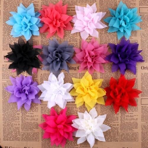 10pcs/lot 4.4" 14 Colors Fashion Lovely Soft Artificial Chiffon Flower Chiffon Flowers Boutique DIY Flower Headwear Fashion