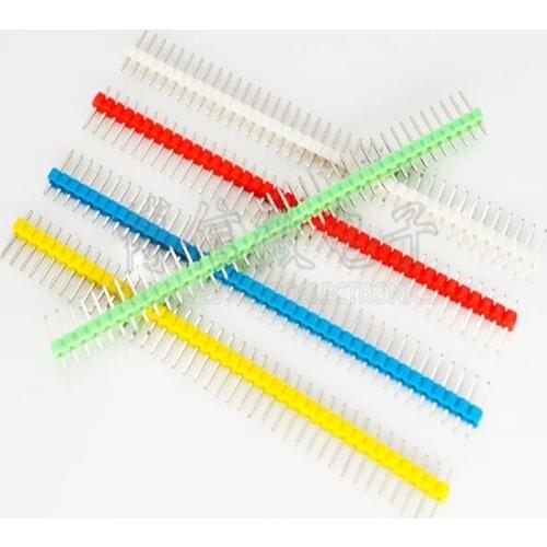 10pcs/lot 40Pin 1x40P Male Header Strip 2.54mm Long Blue Red White Green Yellow Connector 5 Colors