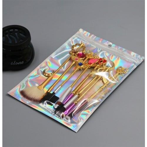 100pcs Translucent Zip Lock Bags Holographic Storage Bag Xmas Gift Packaging Socks Sexy Lingerie Glove Cosmetics Pouch